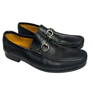 Magnanni Horse Bit Blas III Black Leather Loafers Size